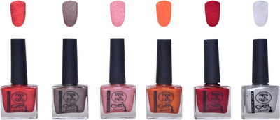 

Lips & Tips Premium Collection Nail Polish - Combo Set of 6 Exclusive Nail enamels - Cherry Blast, Copper Glaze, Pink Lustre, Burnt Orange, Cherry Sparkle, Silver Shine Multi(Pack of 6)
