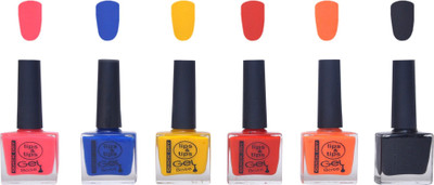 

Lips & Tips Premium Collection Nail Polish - Combo Set of 6 Exclusive Nail enamels - Neon Pink, Royale Blue, Dirty Yellow, Smokin' Red, Neon Orange, Black Multi(Pack of 6)