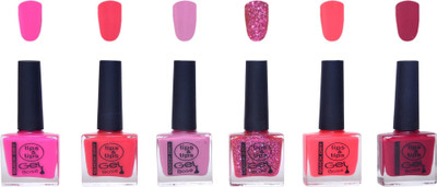 

Lips & Tips Premium Collection Nail Polish - Combo Set of 6 Exclusive Nail enamels - Hot Pink, Pink Burst, Lilac Nude, Pink sparkle, Neon Pink, Dark Plum Multi(Pack of 6)