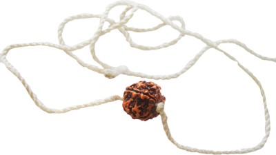 ellegent Panchmukhi Rudraksha With White Thread Mala Wood Chain