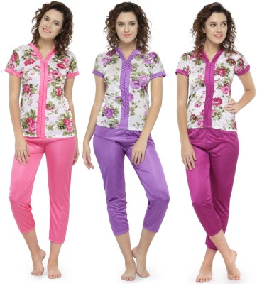 N-gal Women Floral Print Multicolor Top & Pyjama Set