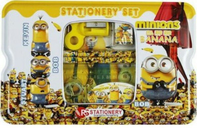 

JMD birthday gift set of pencil, eraser, scale, sharpener, pencil box cartoon Art Metal Pencil Box(Set of 1, Multicolor)