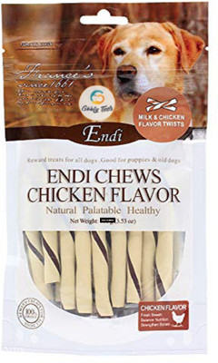 

Goofy Tails Endi Chicken & Milk Flavor Twists Natural Palatable Dog Chew Chicken Dog Treat(100 g, Pack of 4)