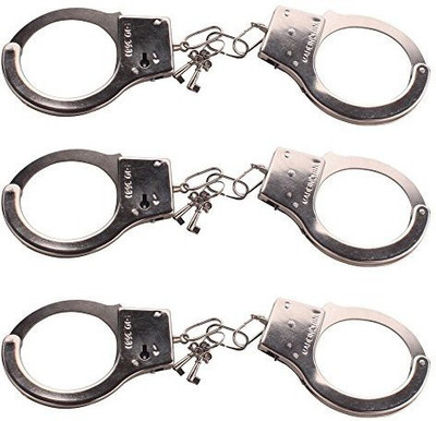ZICOME 3 Pack Kids Play Toy Metal Handcuffs With Key For Swat Police Role Play Kids Party Supplies