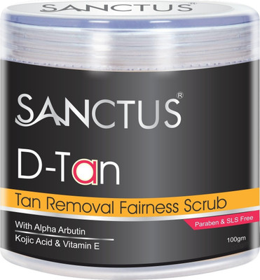 

SANCTUS D-TAN Tan Removal Fairness Scrub (With Vitamin E, Alpha Arbutin & Kojic Acid) - 100gm Scrub(100 g)