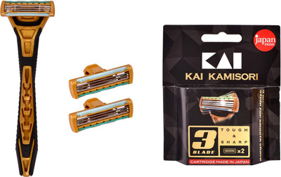 

Kai Kamisori 3 Blade Razor with1 pack cartridge (2 pieces)