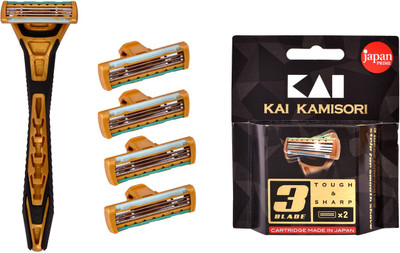 

Kai Kamisori 3 Blade Razor with1 pack cartridge (4 pieces)
