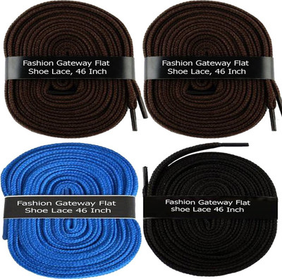 

Fashion Gateway Flat Shoe Lace for Sports shoe (120cm) FG-32 Shoe Lace(Brown, Brown, Blue, Black Set of 4)