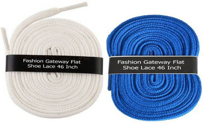 

Fashion Gateway Flat Shoe Lace for Sports shoe (120cm) FG-12 Shoe Lace(White, Blue Set of 2)