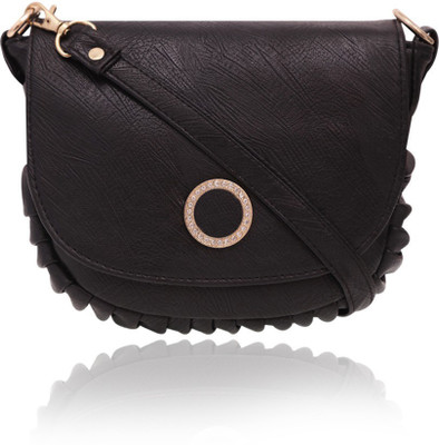 

minaar Women Casual, Evening/Party, Formal Black Leatherette Sling Bag