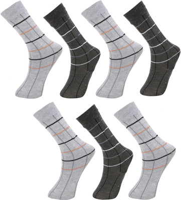 calzino Men Checkered Mid-Calf/Crew(Pack of 7)