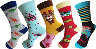 RC. ROYAL CLASS Boys & Girls Self Design Mid-Calf/Crew(Pack of 5)