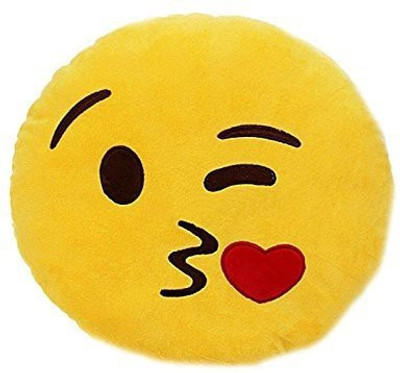 

ReneReit Smiley Thick Plush Pillow Round Cushion Stuffed Gift for Kids Birthday Yellow - 30 cm(Yellow)