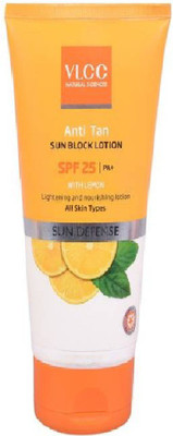 

VLCC ANTI TAN SUN BLOCK LOTION SPF25 PA+ WITH LEMON 150ML pack of 1 - SPF 25 PA+(150 ml)