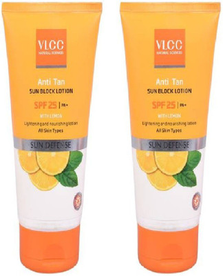 VLCC ANTI TAN SUN BLOCK LOTION SPF25 PA+ WITH LEMON 150ML pack of 2 - SPF 25 PA+(300 ml)