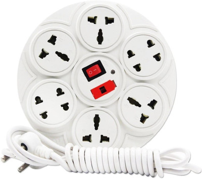 

Gadget Deals Round Extension cord board 1 Button + 8 Socket Surge Protector(White)