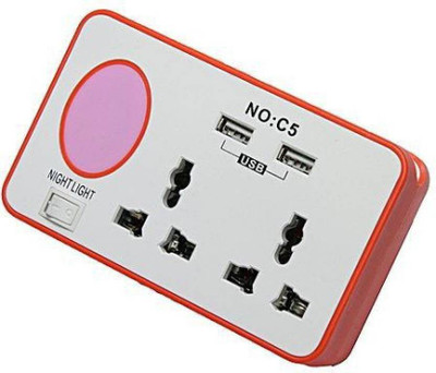 

Rexter Portable USB Night Light Charger With Sockets and Two USB Ports 4 Socket Surge Protector(Multicolor)