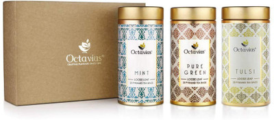 

Octavius GTC3-Uplifting Green infusions Tulsi, Mint, Plain Green Tea(700 g, Festive Gift Box)