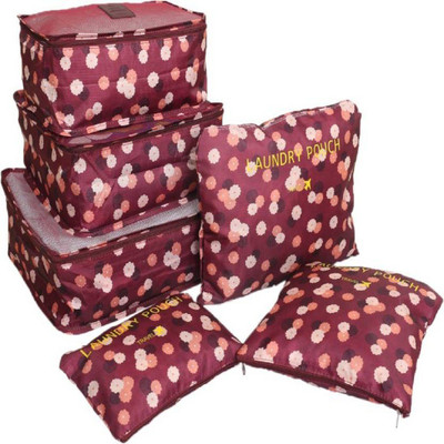 

LS Letsshop 6 pcs/set Portable Travel Storage Bag For Underwear Suitcase Tidy Pouch Luggage Clothes Laundry Mesh Pouch Organizer Ba(Maroon)