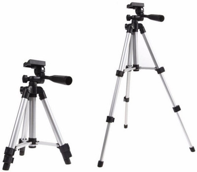 

VRAI Portable Adjustable Aluminum Lightweight Camera Stand With Three-Dimensional Head & Quick Release Plate For Video Cameras and mobile Tripod (Silver, Supports Up to 3000) Tripod(Silver, Supports Up to 1500 g)