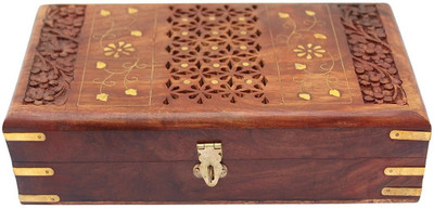 

Sri Balajee Handmade Wooden Jewellery Box for Women Jewel Organizer Hand Carved with Intricate Carvings Gift Items mlulti purpose Vanity Box(Brown)