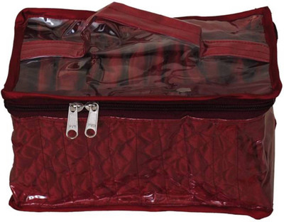 

FUNKROO sales 10 Pocket Designer Satin Multi Jewellery Case Makeup and Jewellery Vanity Box (maroon) keep jewellery/makeup products Vanity Box(Maroon)