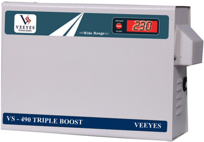 

VEEYES VS 490D TRIPLE BOOSTER Voltage Stabilizer for Air conditioners upto 1.5 TN (Working Range : 90V - 300V)(Off White)