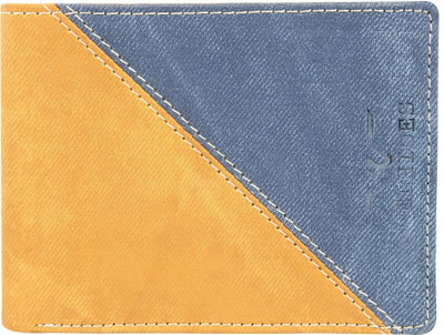 

WELHIDES Men Multicolor Artificial Leather Wallet(8 Card Slots), Blue:yellow