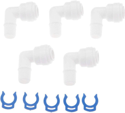 

KRPLUS Elbow Connector 3/8" x 3/8" Quick Connect QC RO System Parts Fittings (5) Solid Filter Cartridge(0.1, Pack of 5)
