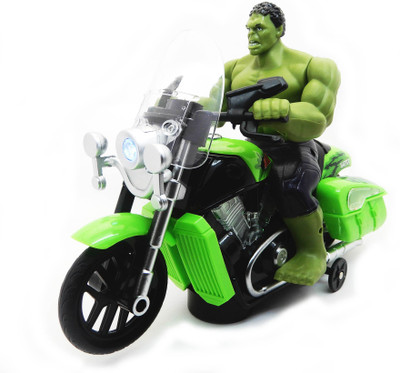 

Avengers Action Hero Hulk on Bike Automatic Movement with Light and Sound(Green, Multicolor)