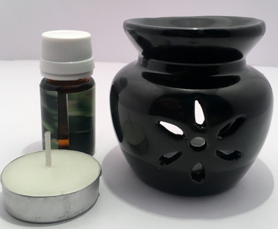 Lyallpur Stores Lemon Diffuser Set Black Tealight Diffuser Combo : Flower Cutting with 1 tealight and 1 Fragrance oil (10ml) FREE(10 ml)
