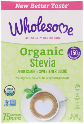 

Wholesome Sweeteners Inc., Organic Stevia, Zero Calorie Sweetener Blend, 75 Individual Packets, 1 g Each Sweetener(75 g)