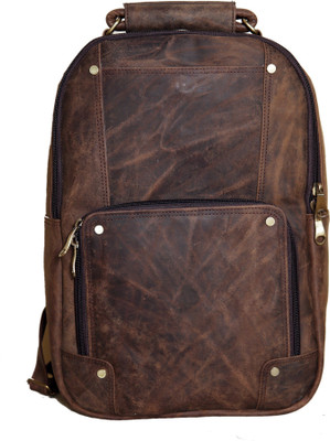 

HYATT Leather Laptop Backpack 18.0 L Laptop Backpack(Brown)