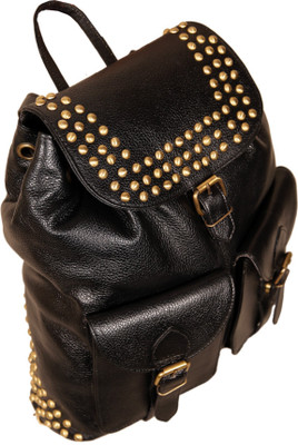 

HYATT Leather Backpack For Women 15.0 L Backpack(Black)