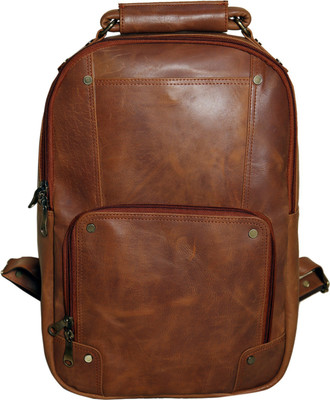 

HYATT Leather Laptop Backpack 18.0 L Laptop Backpack(Brown), Tan