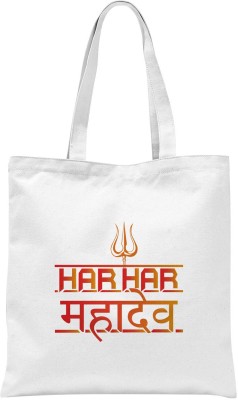 

Rawpockets Rawbags ' Har Har-Trishul ' - White Tote Bag Multipurpose Bag(White, 5 L)