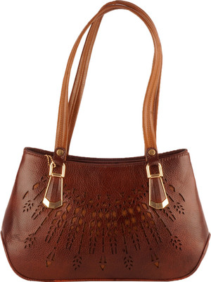 Cart List LADIES LEATHER SELF DESIGN HANDBAG {MEDIUM} Shoulder Bag(Brown, 5 L)