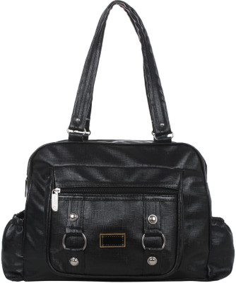 

VISHESH COLLECTIONS Black Pu Solid Handbag For Women Shoulder Bag(Black, 18 inch)