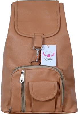 

VISHESH COLLECTIONS Beige & Brown Pu Trendy backpack Bag For Women & Man Backpack(Brown, 20 L)