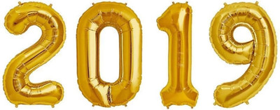 

NST Solid 2019 Letter Balloon(Gold, Pack of 4)