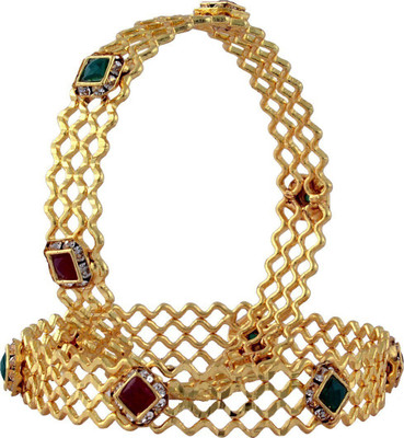Darsha Collections Alloy Sapphire Gold-plated Bangle Set(Pack of 2)
