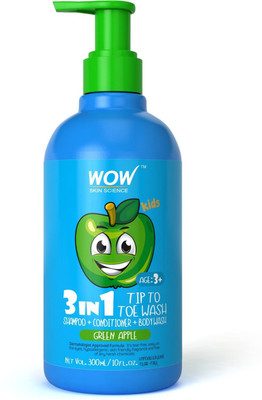 

WOW Skin Science Kids 3 in 1 Head to Toe Wash - Green Apple - 300 mL(300 ml)