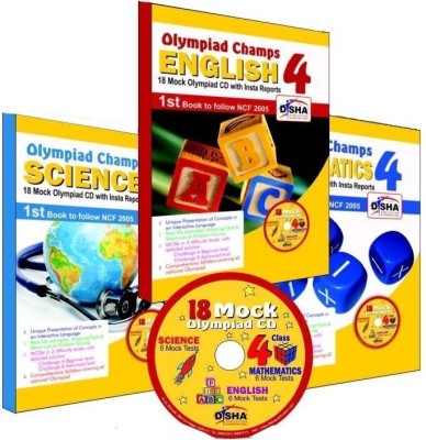 Olympiad Champs Science, Mathematics, English Class 4 with 18 Mock Olympiad Tests CD (Set of 3 Books)  - 18 Mock Olympiad CD with Insta Reports(English, Book, unknown)
