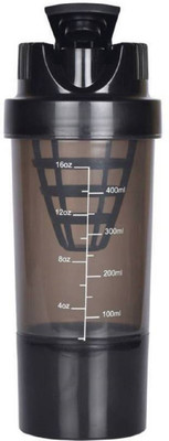 

OCMONT SHAKER CUP / SIPPER BPA FREE (NON TOXIC) (BLACK) 500 Shaker(Pack of 1, Black)