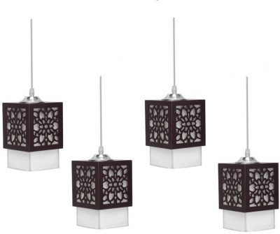 Banke Bihari Glass Handicraft 4 Piece Glass Hanging Light Pendants Ceiling Lamp(Black, White)