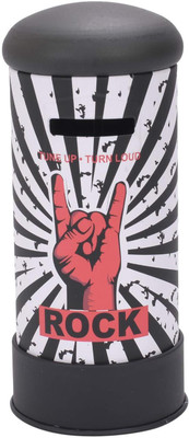 

Wishpool Black Rock Piggy Bank Tin Box Coin Bank(Multicolor)