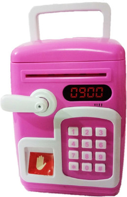 

Collectionmart Fingerprint Sensing Saving Bank with Double Protected Password (Multicolour) Coin Bank(Pink)