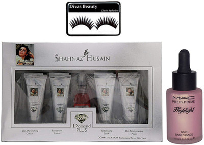 

divas beauty Eyelashes, Prep - Prime Skin base Highlight, Diamond Plus Facial Kit(Set of 3)