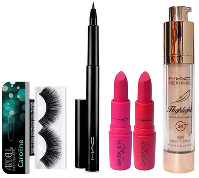 

caroline Eyelashes with Giambattista valli lipstick (set of 2) & Mac Pen Eyeliner with Pearl Radiance Highlight(Set of 5)