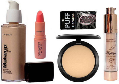 

caroline Silicon Puff, Makeup foundation, compact, lipstick & Pearl Radiance Highlight(Set of 5)
